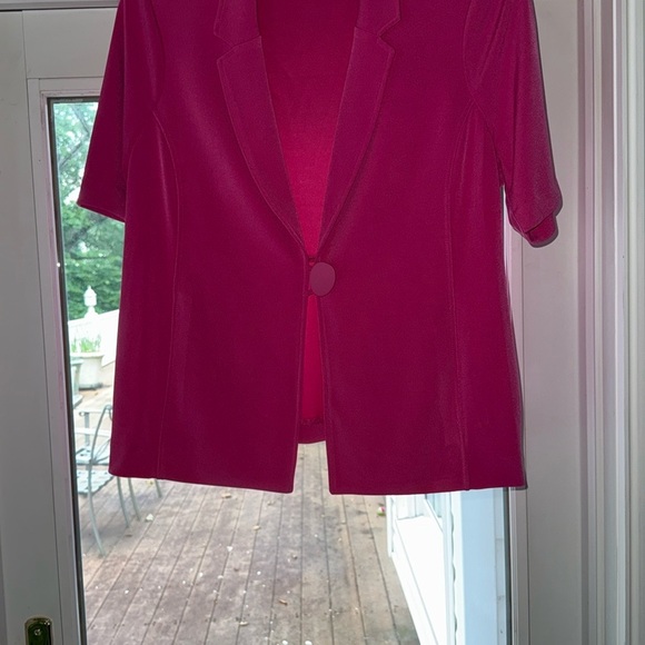 Susan Graver L Vintage Orchid Bright Pink single button elbow sleeve jacket NWOT - Picture 9 of 10